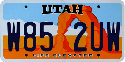 UT license plate W852UW