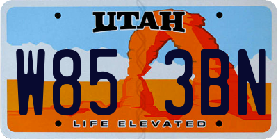 UT license plate W853BN