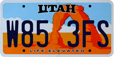 UT license plate W853FS