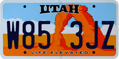 UT license plate W853JZ