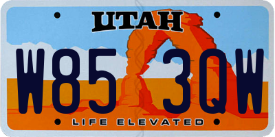 UT license plate W853QW