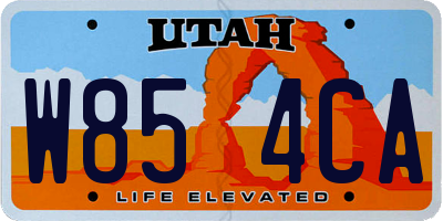 UT license plate W854CA