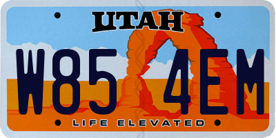 UT license plate W854EM