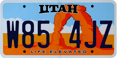 UT license plate W854JZ
