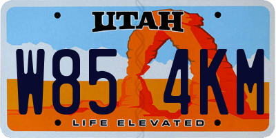 UT license plate W854KM