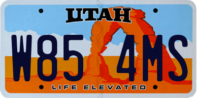 UT license plate W854MS