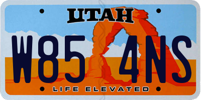 UT license plate W854NS