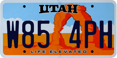 UT license plate W854PH