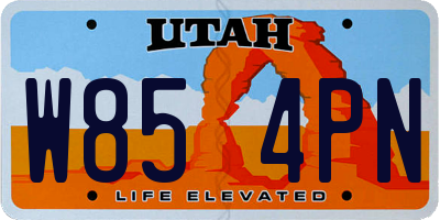UT license plate W854PN
