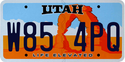 UT license plate W854PQ