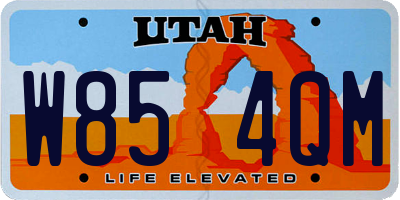 UT license plate W854QM