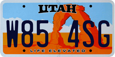 UT license plate W854SG