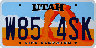 UT license plate W854SK