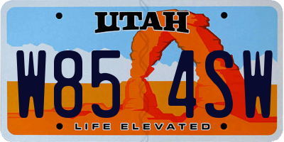 UT license plate W854SW