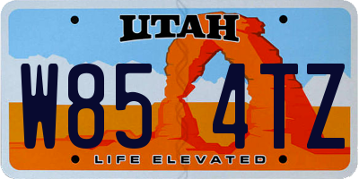 UT license plate W854TZ