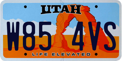 UT license plate W854VS