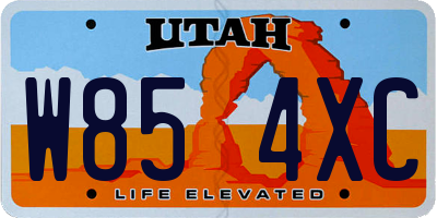UT license plate W854XC