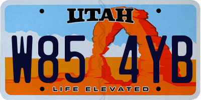 UT license plate W854YB