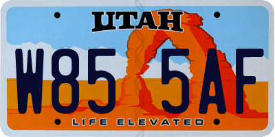 UT license plate W855AF