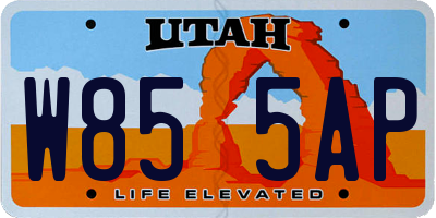 UT license plate W855AP