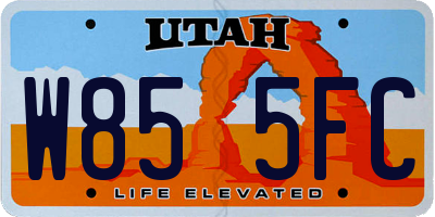 UT license plate W855FC