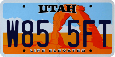 UT license plate W855FT