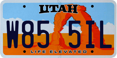 UT license plate W855IL