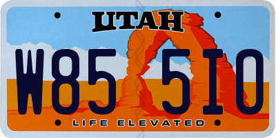 UT license plate W855IO