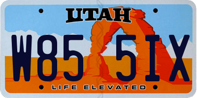 UT license plate W855IX