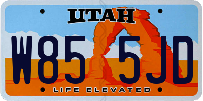 UT license plate W855JD