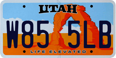 UT license plate W855LB