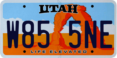 UT license plate W855NE