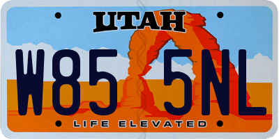 UT license plate W855NL