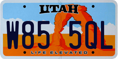 UT license plate W855QL