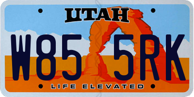 UT license plate W855RK