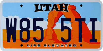 UT license plate W855TI