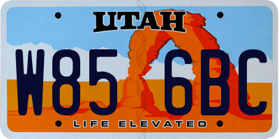 UT license plate W856BC