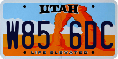 UT license plate W856DC