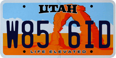 UT license plate W856ID