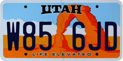 UT license plate W856JD