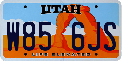 UT license plate W856JS