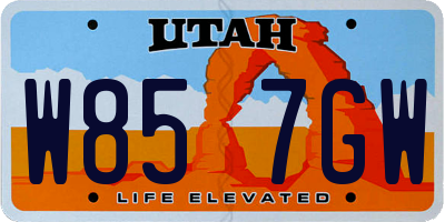 UT license plate W857GW