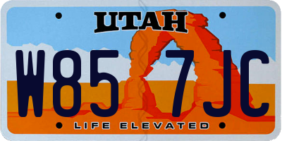 UT license plate W857JC