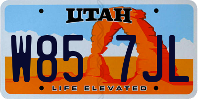 UT license plate W857JL
