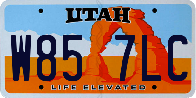 UT license plate W857LC