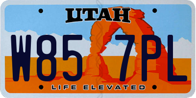 UT license plate W857PL