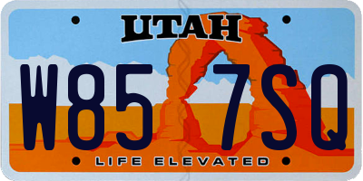 UT license plate W857SQ