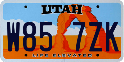 UT license plate W857ZK