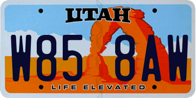 UT license plate W858AW
