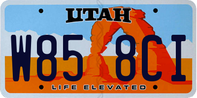 UT license plate W858CI